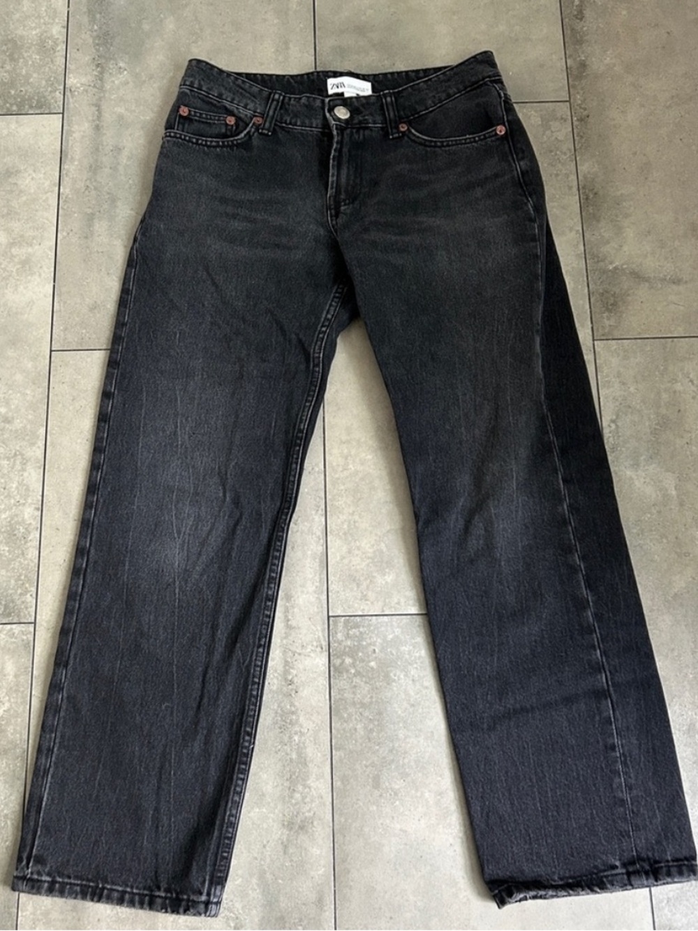Zara Washed Black Straight Leg Jeans - Picture 2 of 4